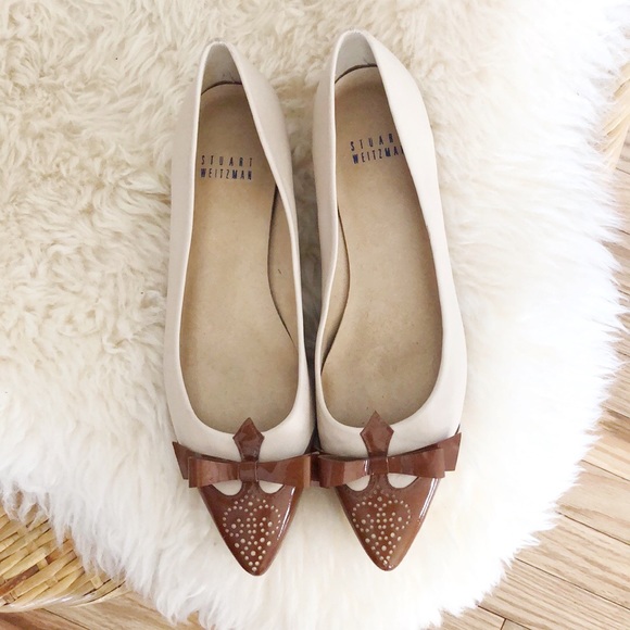 Stuart Weitzman Shoes - Stuart Weitzman Whiskerlo Cap Toe Leather Flats